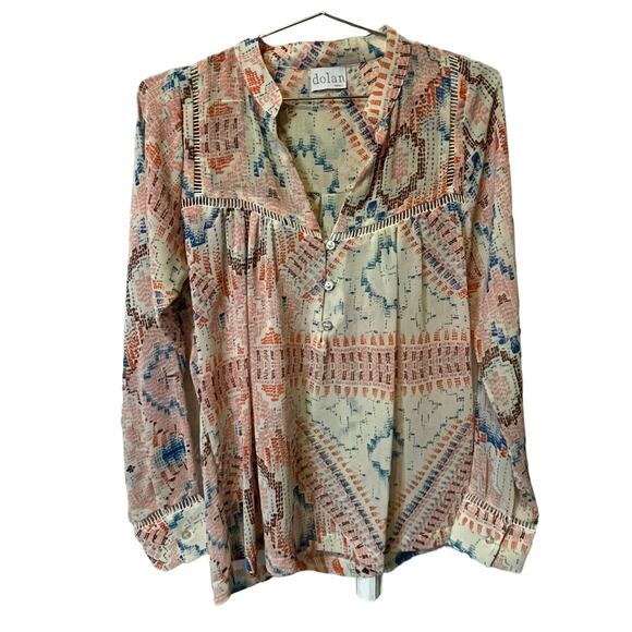 Anthro Dolan Womens ivory multicolor semi sheer pattern Size Small - Picture 1 of 7